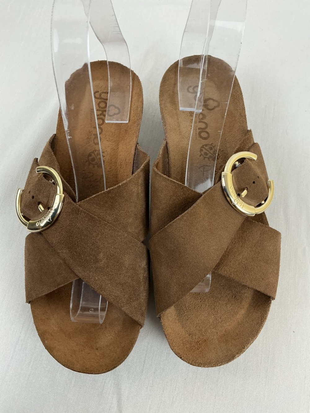 YOKONO Criss Cross Band Buckle Wedge Sandals